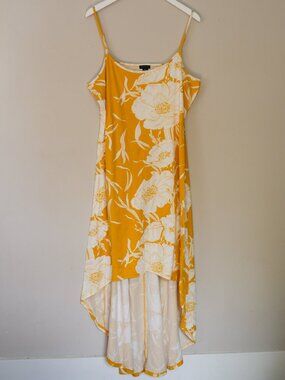Fairweather Magazine Yellow and White Floral High-Low Maxi Dress